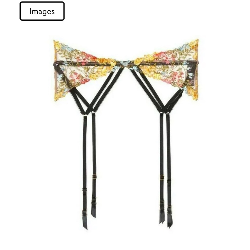 Victoria's Secret Dream Angels Floral Embroidered Garter Belt M/L